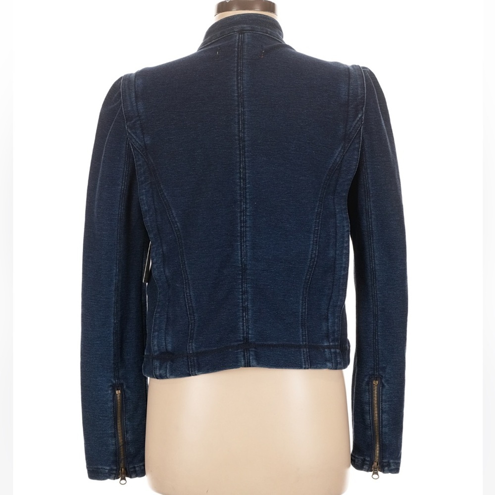 Pilcro by Anthropologie Anita Indigo Denim Crop Zip Up Jacket Women’s Medium - Picture 3 of 6